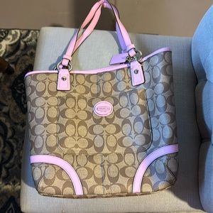 COACH,  pink and cream shoulder bag, like new